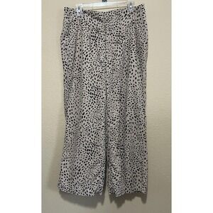 EXPRESS‎ HIGH WAISTED LINEN BLEND Pants SZ 14 Animal Print WIde Leg Lined